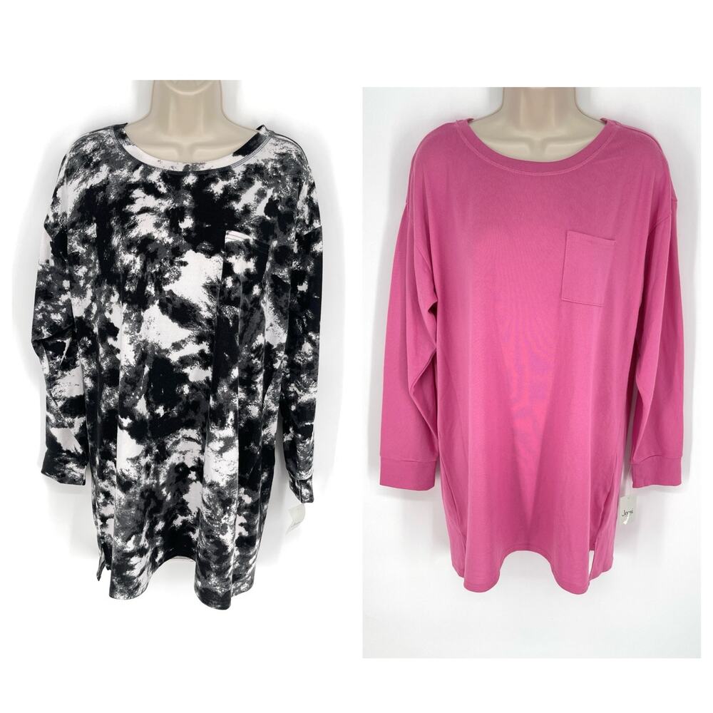 Jenni NEW Women's 2 Pack Bundle Sleep Shirts M White Dynamic, Pink Tease